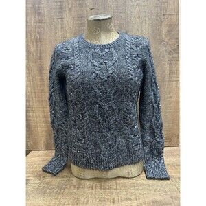 GAP women sze S cable knit pullover sweater with silver metallic wool blend